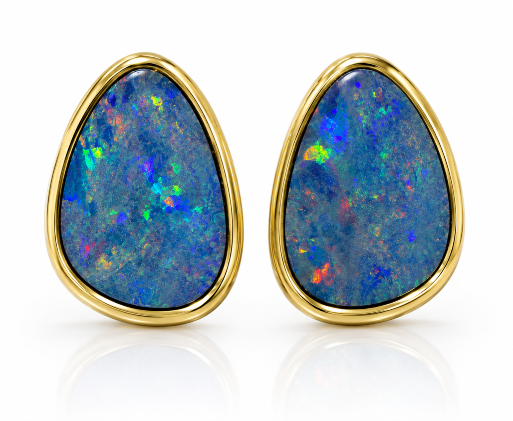Australian Opal Sea Blue Colours Earrings