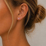 Cultured Pink Pearl Gold Stud Earrings
