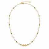 Freshwater Pearl Green Gemstone Gold Necklace