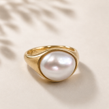 Broome Keshi Pearl Bezel 9ct Gold Ring
