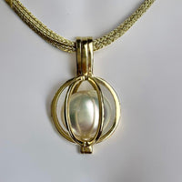 9ct Gold Pearl Cage Pendant