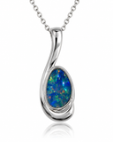 Australian Opal Ocean Embrace Sterling Silver Pendant