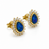 Australian Opal Cubic Zirconia Tear Drop Earrings