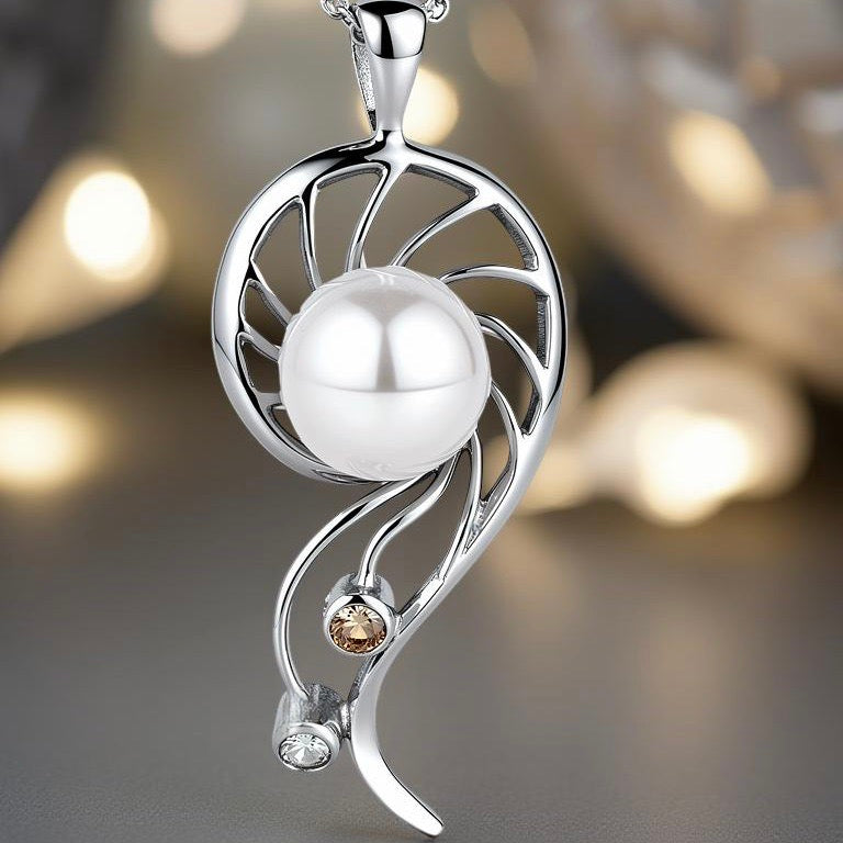 Flawless Broome Pearl 18ct White Gold Diamond Mangrove Pendant