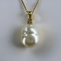 Broome Pearl Golden Sapphire Pendant 18ct Gold 