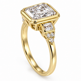 2ct Lab Diamond Rectangle 14ct Yellow Gold Ring