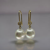 18ct Broome Pearl and Diamond Hook Earrings