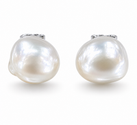 Broome Keshi Pearl 18ct White Gold Studs