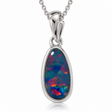 Australian Opal Blue Green Sterling Silver Petite Pendant