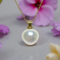 Broome Strawberry Pearl Scroll 9ct Pendant