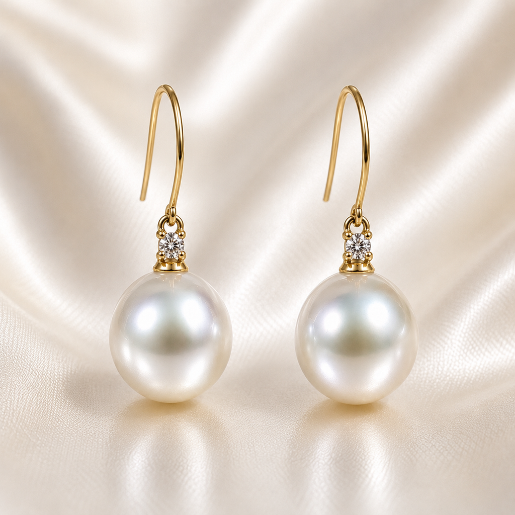 Flawless Broome Pearl 18ct Diamond Earrings