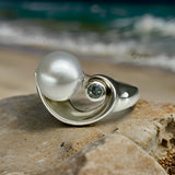 Broome Pearl 'Lunar Eclipse' Topaz Gem Sterling Silver Ring