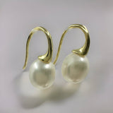 Cultured Freshwater Pearl Gold Hook Earrings