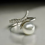 Sterling Silver Broome Pearl Cubic Zirconia Ring