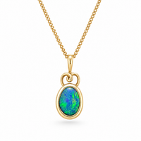 Australian Blue Green Opal 14ct Gold Pendant