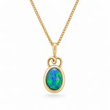 Australian Blue Green Opal 14ct Gold Pendant