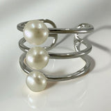 Stacked Pearl Sterling Silver Ring