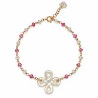 Mother of Pearl, Moonstone & Sapphire Infinity Knot Bracelet