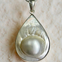 Pinctada Mabe Pearl Silver Drop Pendant