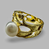 Cultured Freshwater Pearl Gold Seaweed Ring