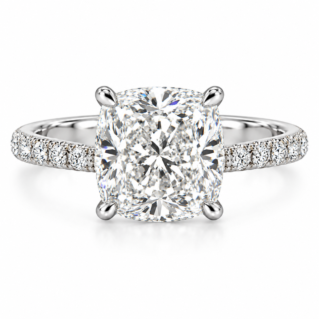 3ct Lab Grown Diamond White Gold Halo Ring