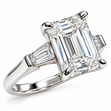 2.09ct Emerald Cut Trilogy Lab Grown Diamond Ring 18K white Gold