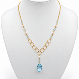 Blue Topaz and Pearl Gold Necklace