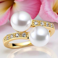 Cultured Freshwater Pearl and Cubic Zirconia Gold Ring 