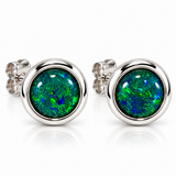 Australian Opal Luminous Green and Blue Stud Earrings