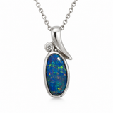 Australian Opal Zirconia Sterling Silver Pendant
