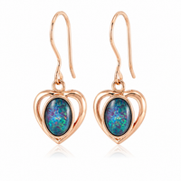 Australian Opal Heart Drop Earrings