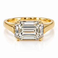 3ct Lab Diamond Emeral Cut 14ct Yellow Gold Ring