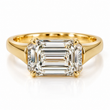 3ct Lab Diamond Emeral Cut 14ct Yellow Gold Ring