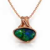 Australian Opal Deep Blue and Green Swirl Rose Pendant