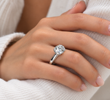 2.96ct Half Bezel Round Brilliant Lab Diamond Ring 14K White Gold