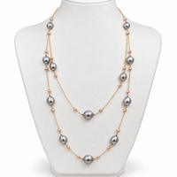 Cultured Freshwater Silver and Pink Pearl Gold Necklace