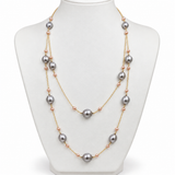 Cultured Freshwater Silver and Pink Pearl Gold Necklace