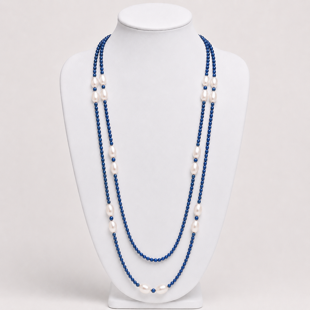 Cultured Freshwater Pearl Lapis Strand Necklace