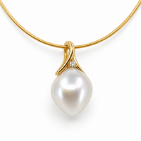 Broome South Sea Drop 9ct Gold and Diamond Pendant