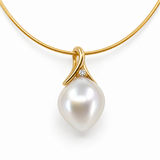 Broome South Sea Drop 9ct Gold and Diamond Pendant