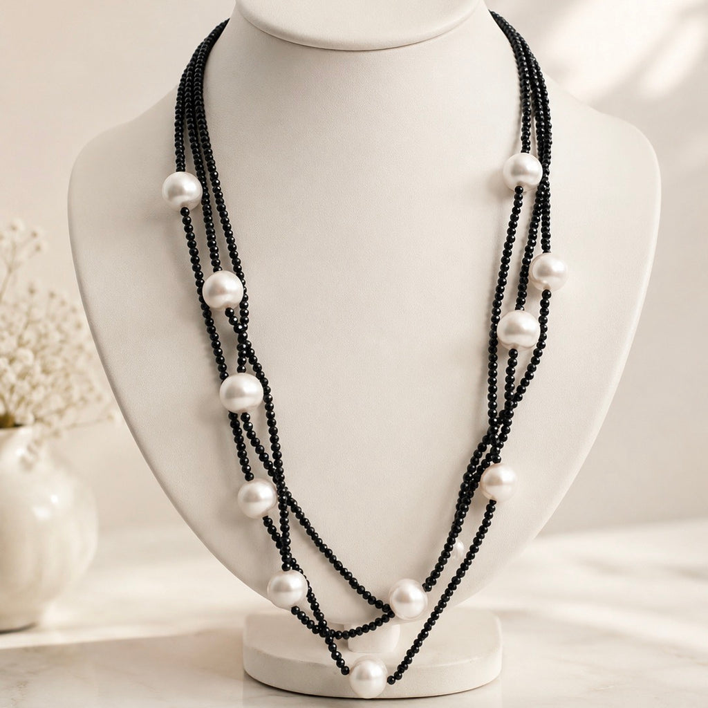Cultured Freshwater Pearl Spinel Multi Layered Strand Necklace