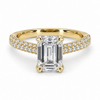 3ct Emerald Cut 14ct Lab Diamond Halo Ring