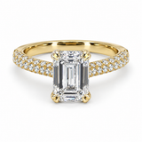 3ct Emerald Cut 14ct Lab Diamond Halo Ring