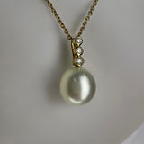 Broome Pearl Bezel Set Diamond Necklace