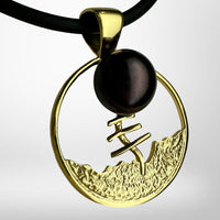 Quondong Staircase to the Moon Black Pearl Pendant