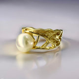 Cultured Freshwater Pearl "Rock Pool" Ring Gold