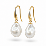Broome Baroque Pearl Gold Leaf Hook Earrings