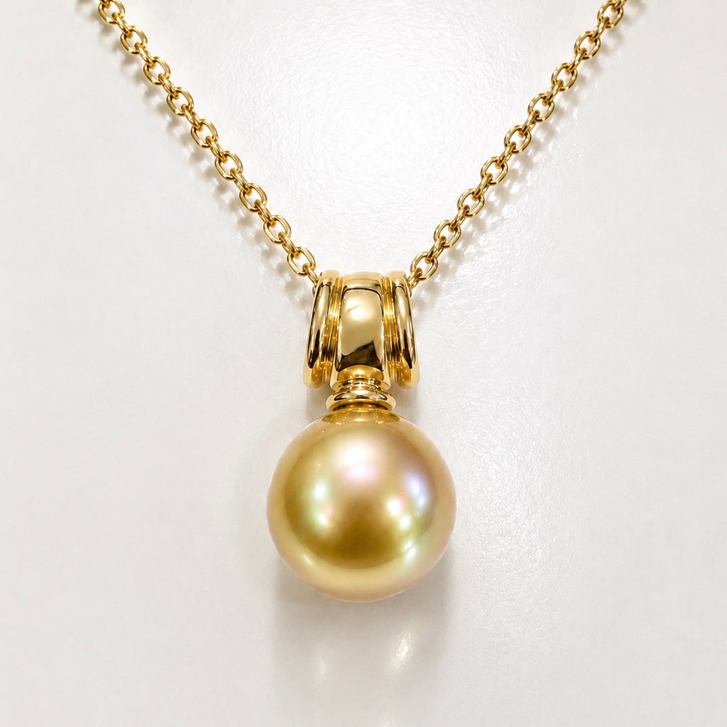 Stunning 9ct Golden Pearl Pendant Large Bail