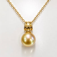 Stunning 9ct Golden Pearl Pendant Large Bail