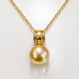 Stunning 9ct Golden Pearl Pendant Large Bail